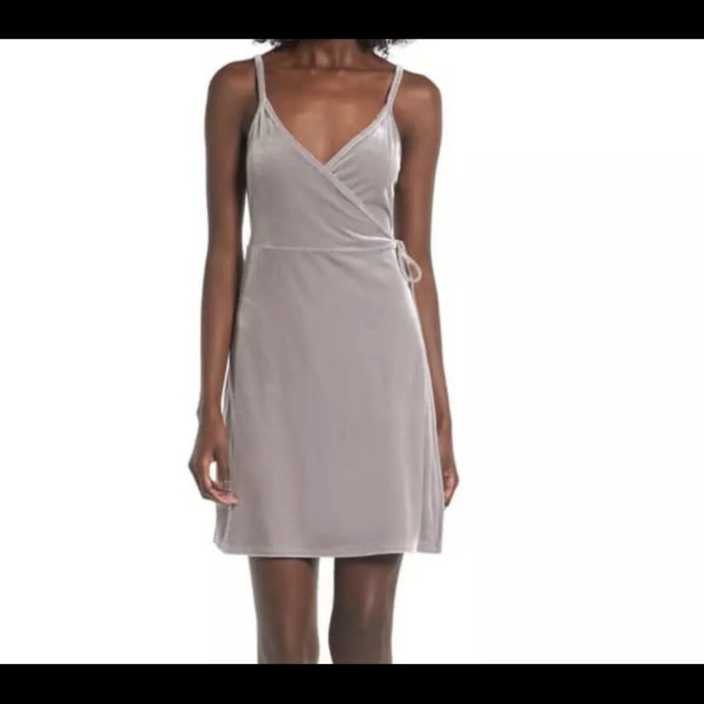 BP Velvet wrap dress. Gray. Spaghetti straps. XL